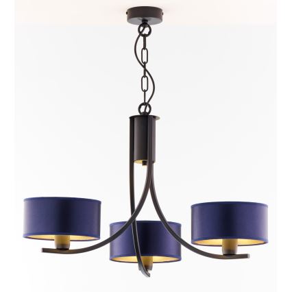 Jupiter 2099 - Lustre com corrente ARTHUR 3xE27/15W/230V azul/preto