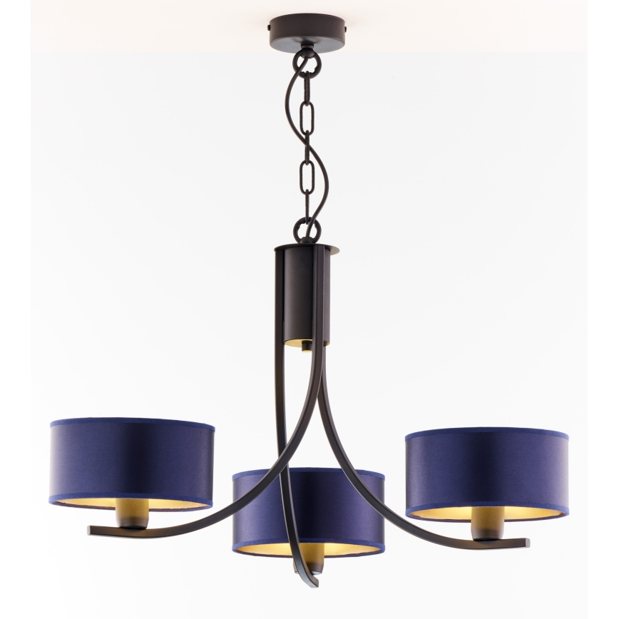 Jupiter 2099 - Lustre com corrente ARTHUR 3xE27/15W/230V azul/preto