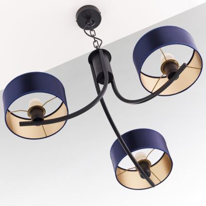Jupiter 2099 - Lustre com corrente ARTHUR 3xE27/15W/230V azul/preto