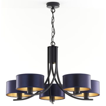 Jupiter 2101 - Lustre suspenso por corrente ARTHUR 5xE27/15W/230V azul/preto