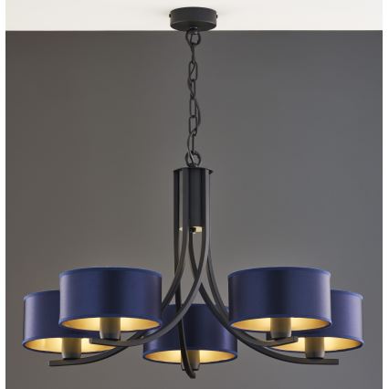 Jupiter 2101 - Lustre suspenso por corrente ARTHUR 5xE27/15W/230V azul/preto