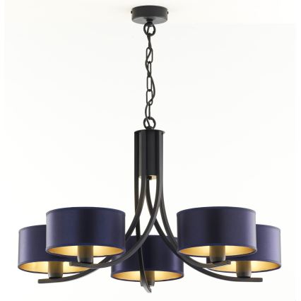 Jupiter 2101 - Lustre suspenso por corrente ARTHUR 5xE27/15W/230V azul/preto