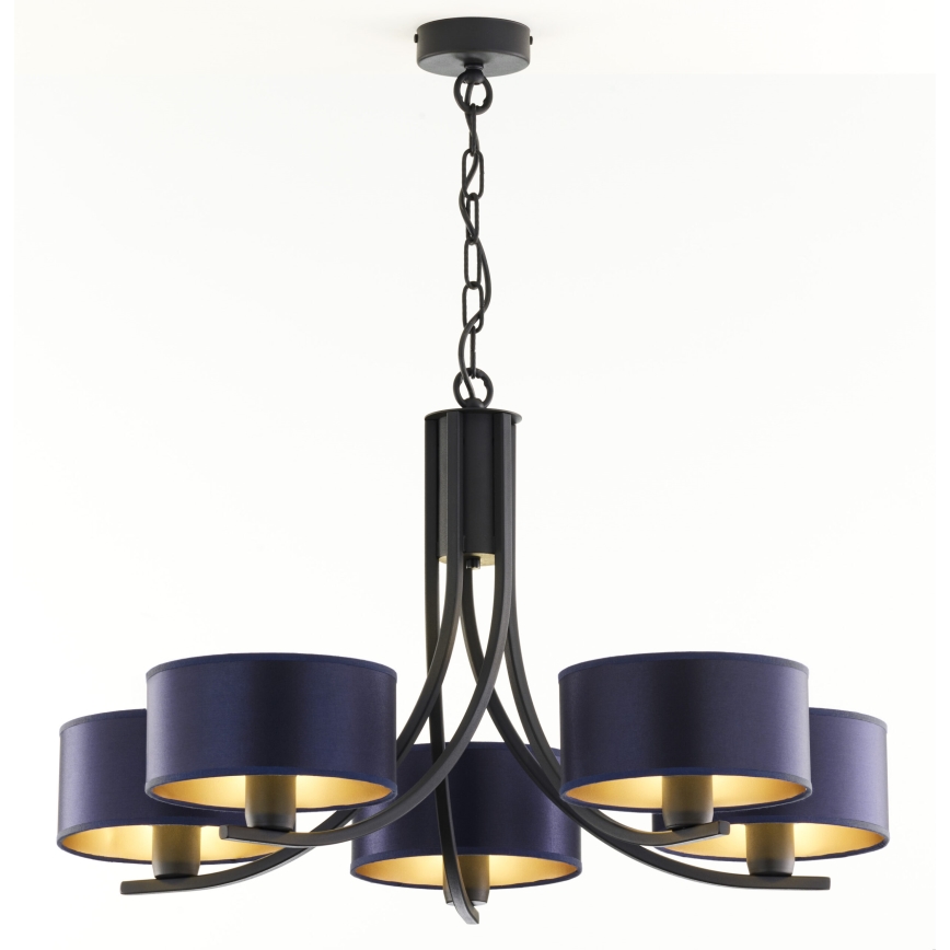 Jupiter 2101 - Lustre suspenso por corrente ARTHUR 5xE27/15W/230V azul/preto