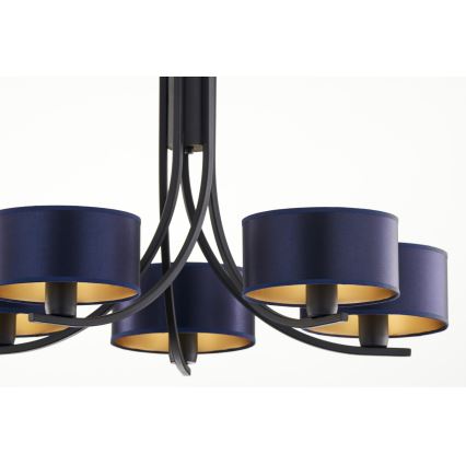 Jupiter 2101 - Lustre suspenso por corrente ARTHUR 5xE27/15W/230V azul/preto