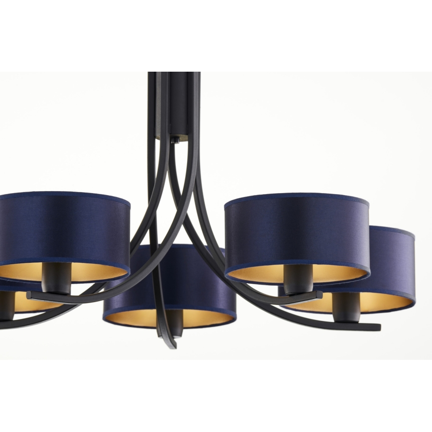 Jupiter 2101 - Lustre suspenso por corrente ARTHUR 5xE27/15W/230V azul/preto