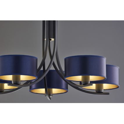 Jupiter 2101 - Lustre suspenso por corrente ARTHUR 5xE27/15W/230V azul/preto
