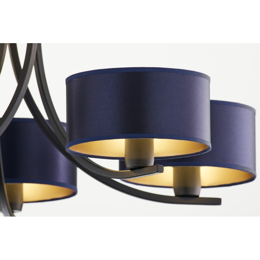 Jupiter 2101 - Lustre suspenso por corrente ARTHUR 5xE27/15W/230V azul/preto