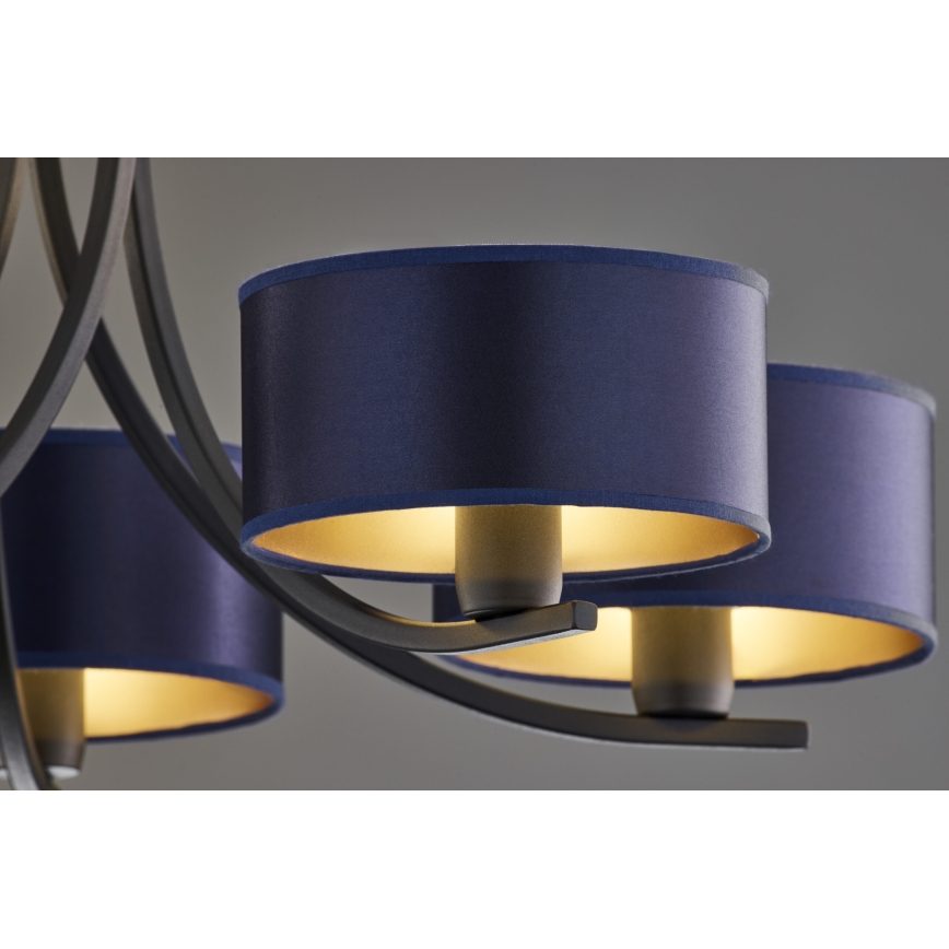 Jupiter 2101 - Lustre suspenso por corrente ARTHUR 5xE27/15W/230V azul/preto