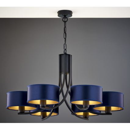 Jupiter 2102 - Lustre suspenso por corrente ARTHUR 6xE27/15W/230V azul/preto