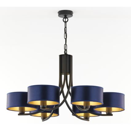 Jupiter 2102 - Lustre suspenso por corrente ARTHUR 6xE27/15W/230V azul/preto