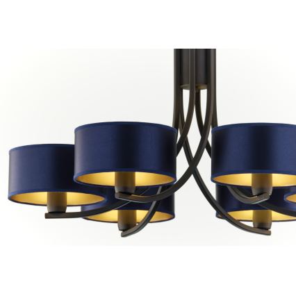 Jupiter 2102 - Lustre suspenso por corrente ARTHUR 6xE27/15W/230V azul/preto