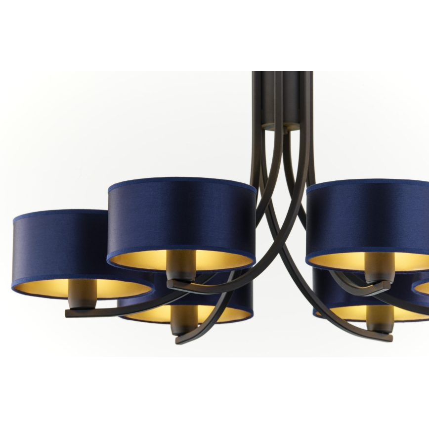 Jupiter 2102 - Lustre suspenso por corrente ARTHUR 6xE27/15W/230V azul/preto