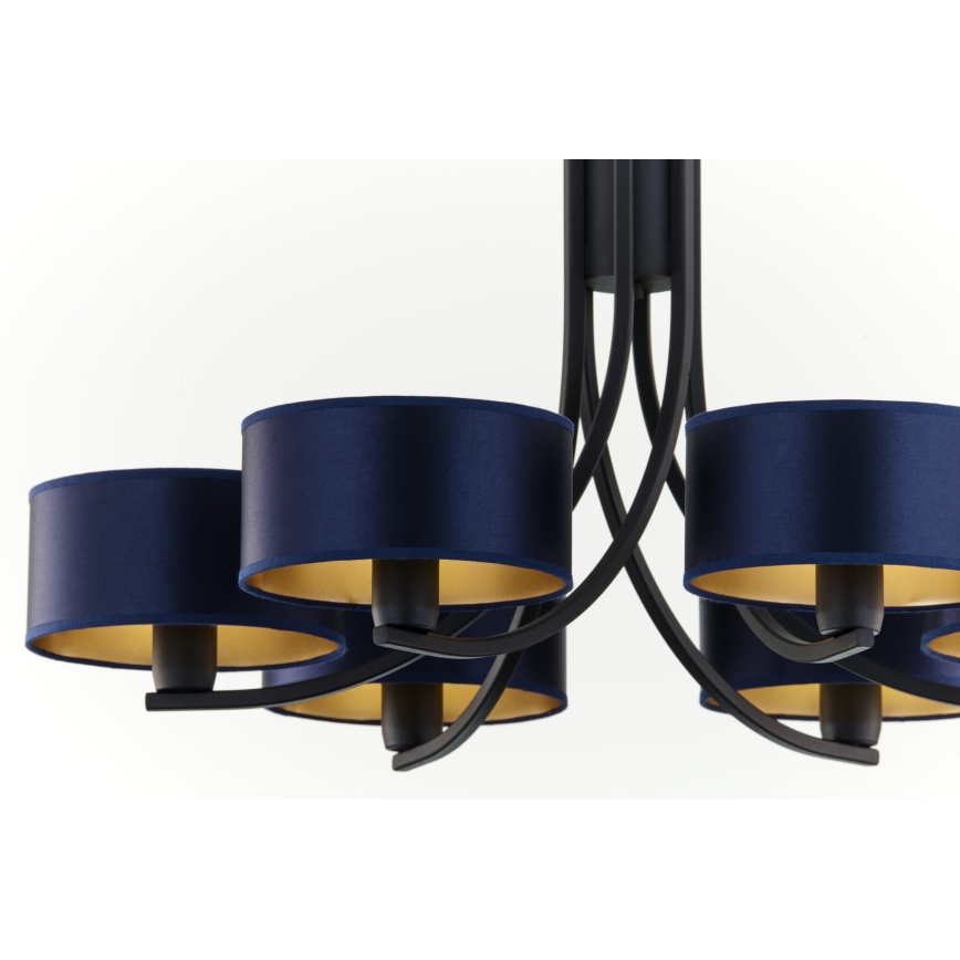 Jupiter 2102 - Lustre suspenso por corrente ARTHUR 6xE27/15W/230V azul/preto