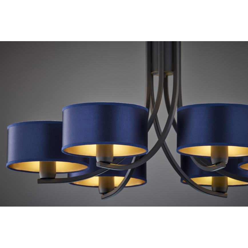 Jupiter 2102 - Lustre suspenso por corrente ARTHUR 6xE27/15W/230V azul/preto