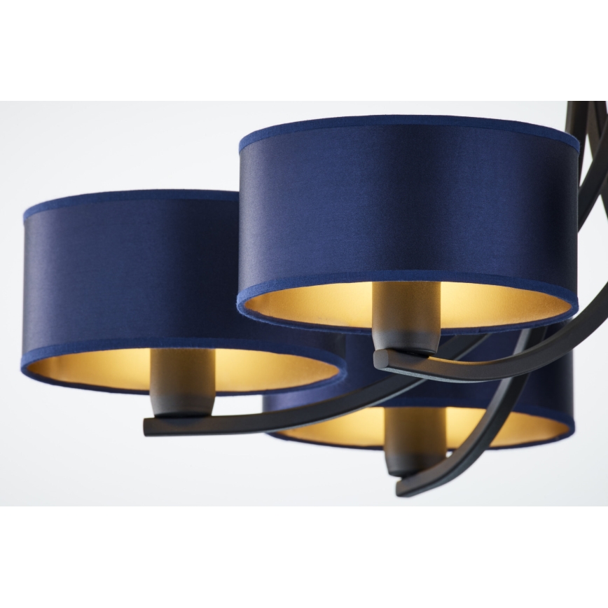Jupiter 2102 - Lustre suspenso por corrente ARTHUR 6xE27/15W/230V azul/preto