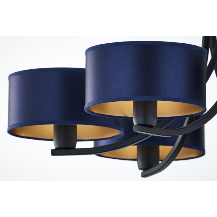 Jupiter 2102 - Lustre suspenso por corrente ARTHUR 6xE27/15W/230V azul/preto