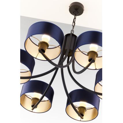Jupiter 2102 - Lustre suspenso por corrente ARTHUR 6xE27/15W/230V azul/preto