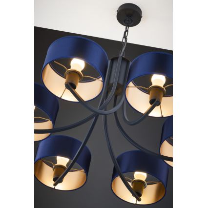 Jupiter 2102 - Lustre suspenso por corrente ARTHUR 6xE27/15W/230V azul/preto