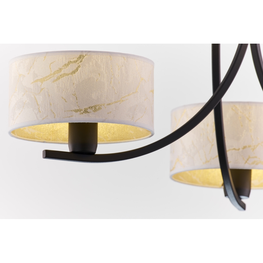 Jupiter 2103 - Lustre com corrente ARTHUR 3xE27/15W/230V branco/preto/decoração em mármore