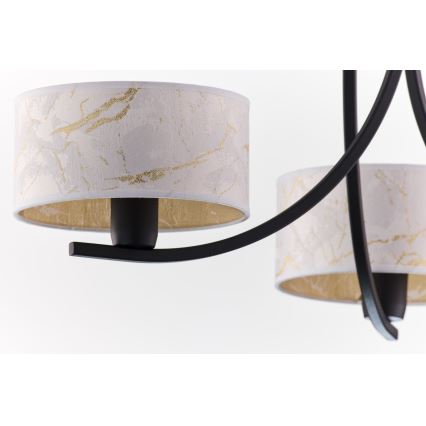 Jupiter 2103 - Lustre com corrente ARTHUR 3xE27/15W/230V branco/preto/decoração em mármore