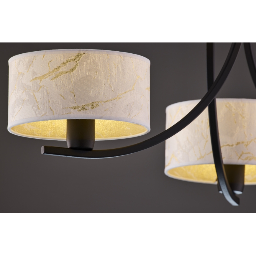 Jupiter 2103 - Lustre com corrente ARTHUR 3xE27/15W/230V branco/preto/decoração em mármore