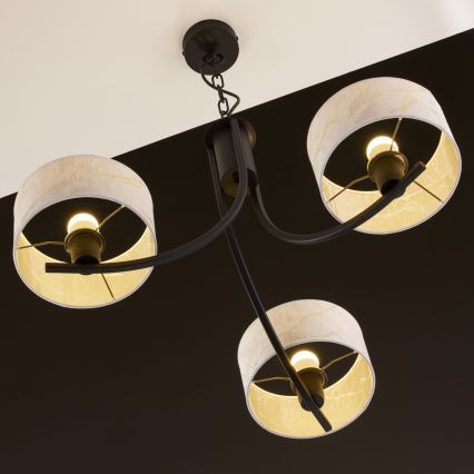 Jupiter 2103 - Lustre com corrente ARTHUR 3xE27/15W/230V branco/preto/decoração em mármore
