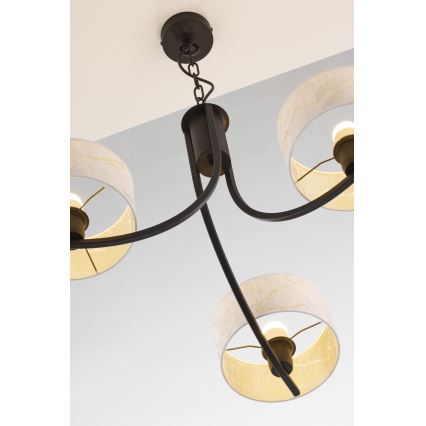 Jupiter 2103 - Lustre com corrente ARTHUR 3xE27/15W/230V branco/preto/decoração em mármore