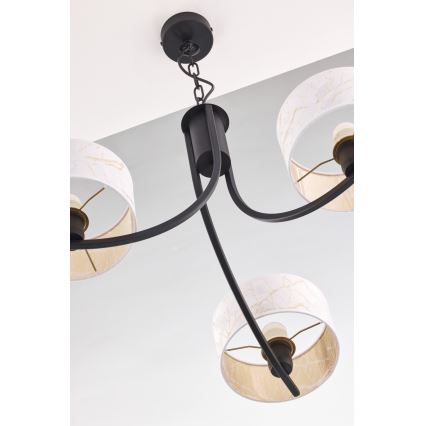 Jupiter 2103 - Lustre com corrente ARTHUR 3xE27/15W/230V branco/preto/decoração em mármore