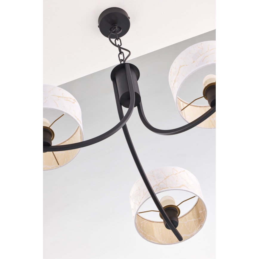 Jupiter 2103 - Lustre com corrente ARTHUR 3xE27/15W/230V branco/preto/decoração em mármore