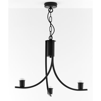 Jupiter 2103 - Lustre com corrente ARTHUR 3xE27/15W/230V branco/preto/decoração em mármore