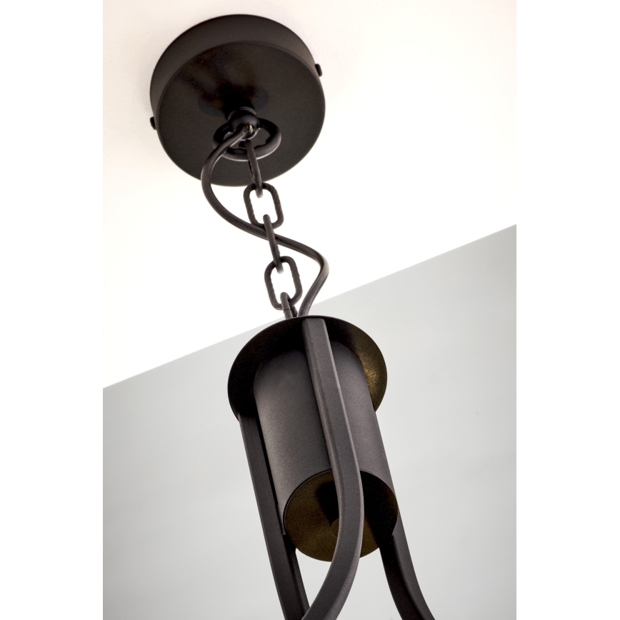 Jupiter 2103 - Lustre com corrente ARTHUR 3xE27/15W/230V branco/preto/decoração em mármore