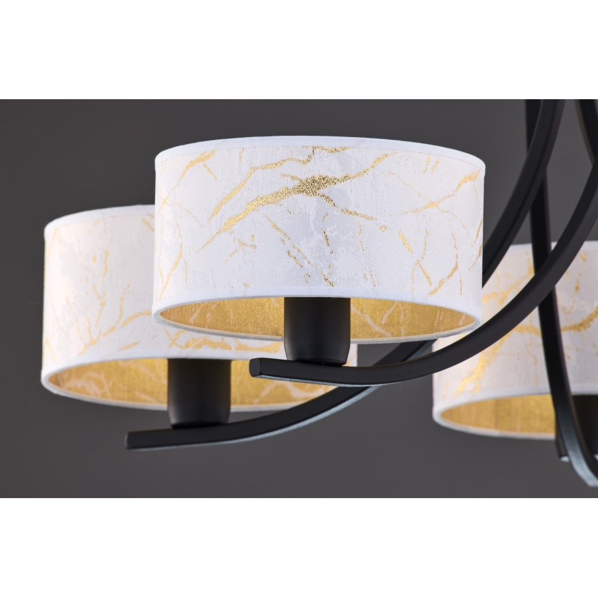 Jupiter 2104 - Lustre com corrente ARTHUR 5xE27/15W/230V branco/preto/decoração em mármore