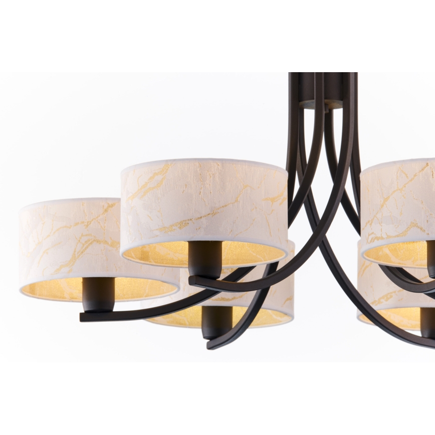 Jupiter 2105 - Lustre com corrente ARTHUR 6xE27/15W/230V branco/preto/acabamento em mármore