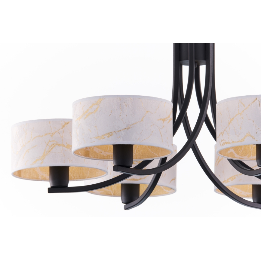 Jupiter 2105 - Lustre com corrente ARTHUR 6xE27/15W/230V branco/preto/acabamento em mármore