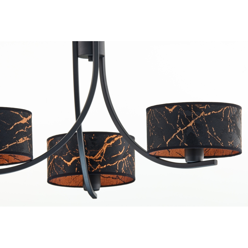 Jupiter 2106 - Lustre suspenso por corrente ARTHUR 3xE27/15W/230V preto/laranja/acabamento em mármore