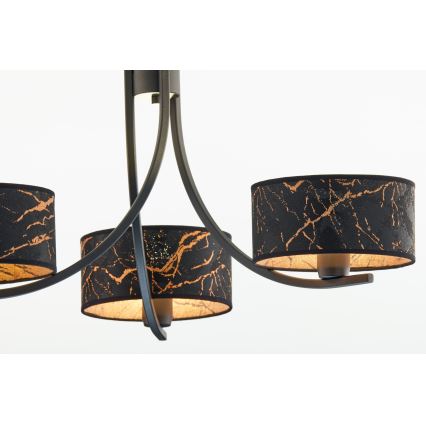 Jupiter 2106 - Lustre suspenso por corrente ARTHUR 3xE27/15W/230V preto/laranja/acabamento em mármore