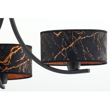 Jupiter 2106 - Lustre suspenso por corrente ARTHUR 3xE27/15W/230V preto/laranja/acabamento em mármore