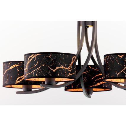 Jupiter 2107 - Lustre com corrente ARTHUR 5xE27/15W/230V preto/laranja/acabamento em mármore