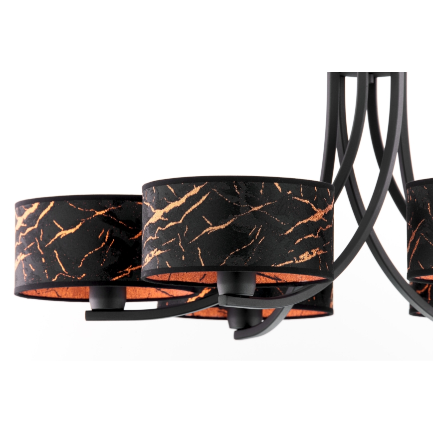 Jupiter 2108 - Lustre com corrente ARTHUR 6xE27/15W/230V preto/laranja/decoração em mármore