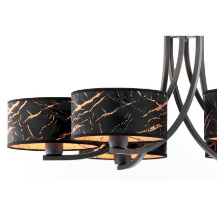 Jupiter 2108 - Lustre com corrente ARTHUR 6xE27/15W/230V preto/laranja/decoração em mármore