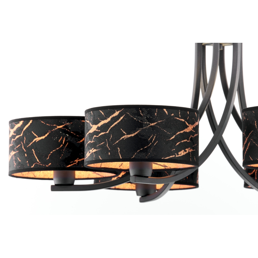 Jupiter 2108 - Lustre com corrente ARTHUR 6xE27/15W/230V preto/laranja/decoração em mármore