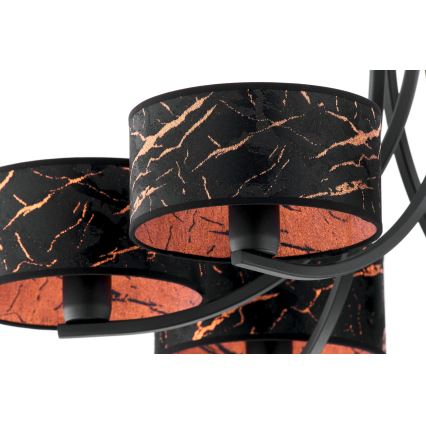 Jupiter 2108 - Lustre com corrente ARTHUR 6xE27/15W/230V preto/laranja/decoração em mármore