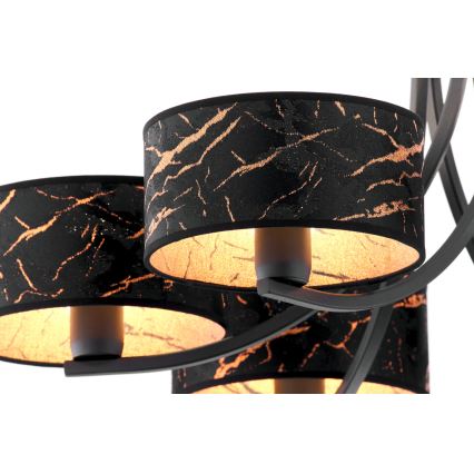 Jupiter 2108 - Lustre com corrente ARTHUR 6xE27/15W/230V preto/laranja/decoração em mármore