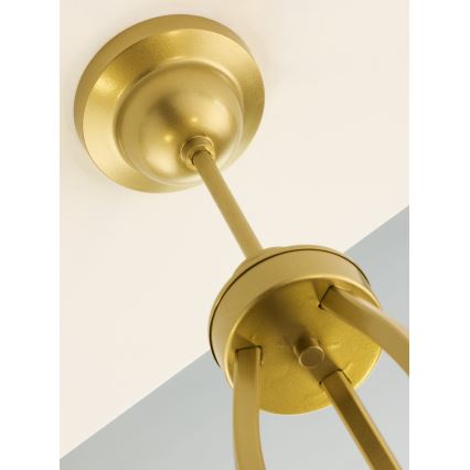 Jupiter 2109 - Lustre de haste KASZMIR 3xE27/15W/230V, branco/dourado com acabamento em mármore