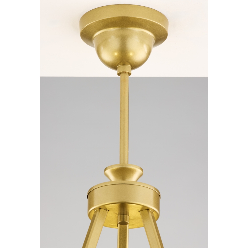 Jupiter 2109 - Lustre de haste KASZMIR 3xE27/15W/230V, branco/dourado com acabamento em mármore