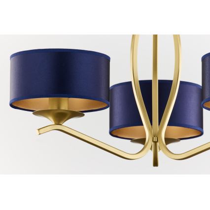 Jupiter 2113 - Lustre de haste KASZMIR 3xE27/15W/230V azul/dourado