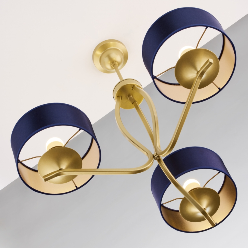 Jupiter 2113 - Lustre de haste KASZMIR 3xE27/15W/230V azul/dourado