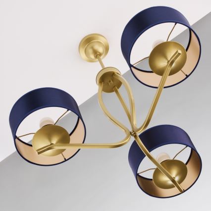 Jupiter 2113 - Lustre de haste KASZMIR 3xE27/15W/230V azul/dourado