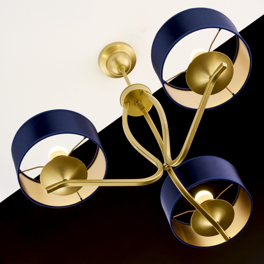 Jupiter 2113 - Lustre de haste KASZMIR 3xE27/15W/230V azul/dourado