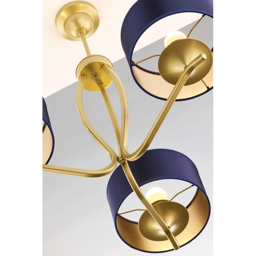 Jupiter 2113 - Lustre de haste KASZMIR 3xE27/15W/230V azul/dourado